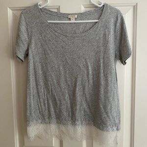 J.Crew Lace Trim Short Sleeve T-Shirt